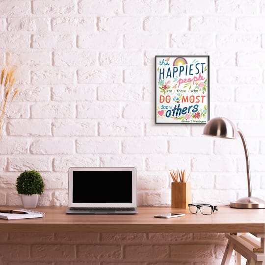 Stupell Industries Happy People Do Most for Others Phrase Whimsical Florals in Frame Wall Art